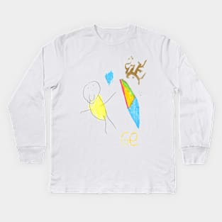 Cute Kid Drawing by Gena - Homeschool Art Class 2021/22 Art Supplies Fundraiser Kids Long Sleeve T-Shirt